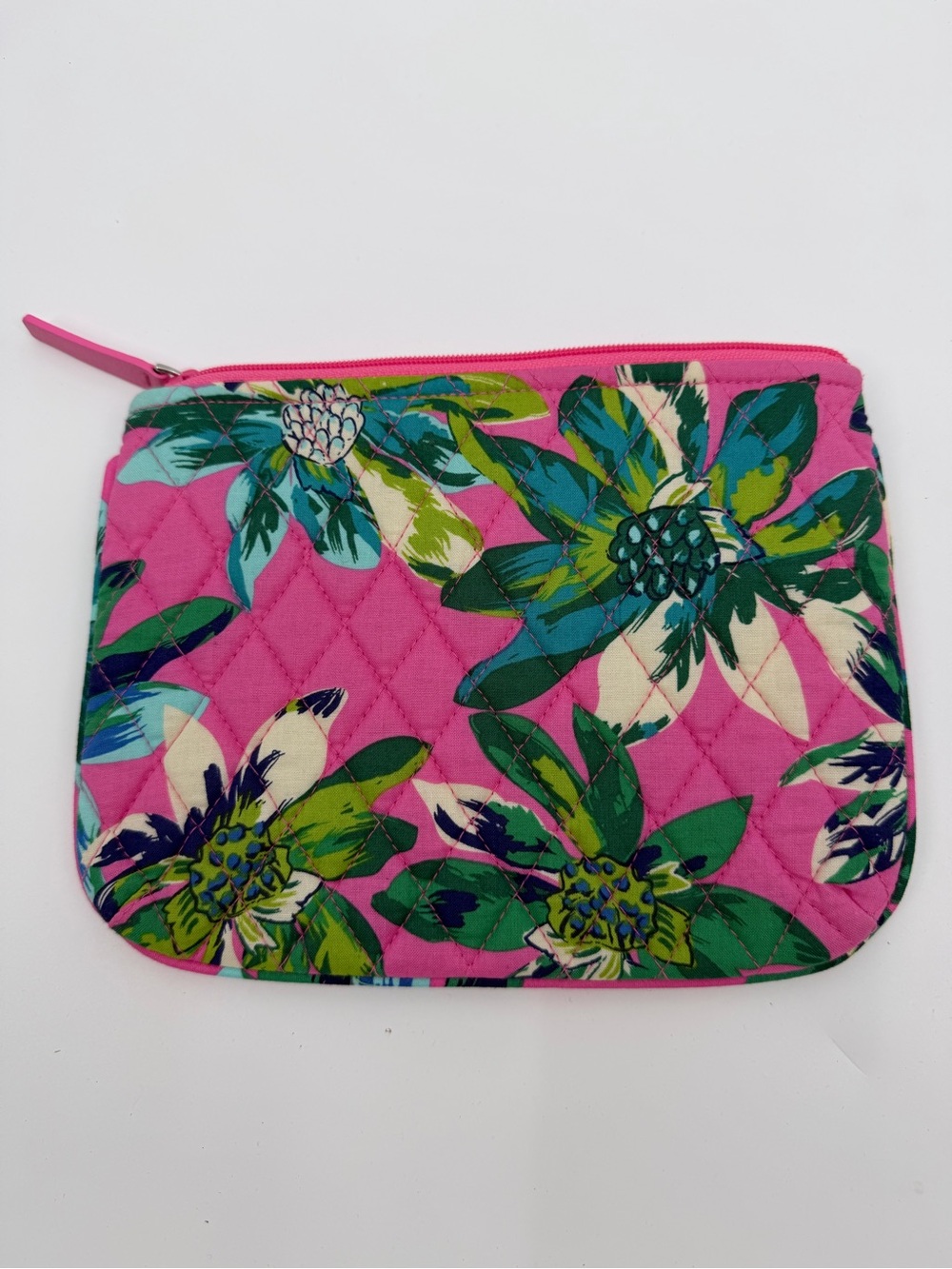 Vera Bradley Quilted Zip Pouch Pink Tropical Floral